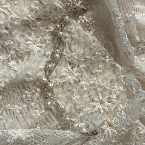 Freshwater Pearl & Silver Beaded Bracelet β Magnetic Clasp π« - Picture 3 of 3